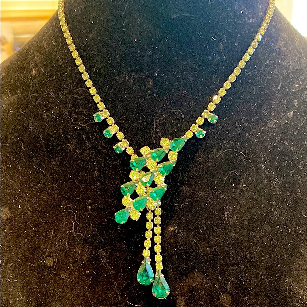 Two Tone Green Uranium Glass Necklace